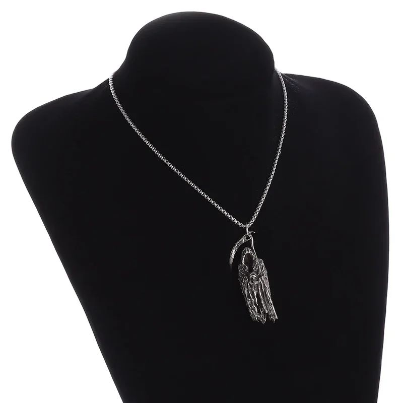 Colar Pingente Ceifador da Morte Gótico Misterioso Diabo Masculino Personalidade Punk Retro Halloween Joias da Moda