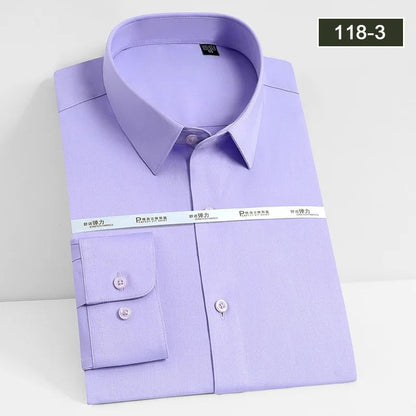 Men's white shirt long sleeved wedding business non ironing formal wear professional workwear casual wrinkle resistant shirt