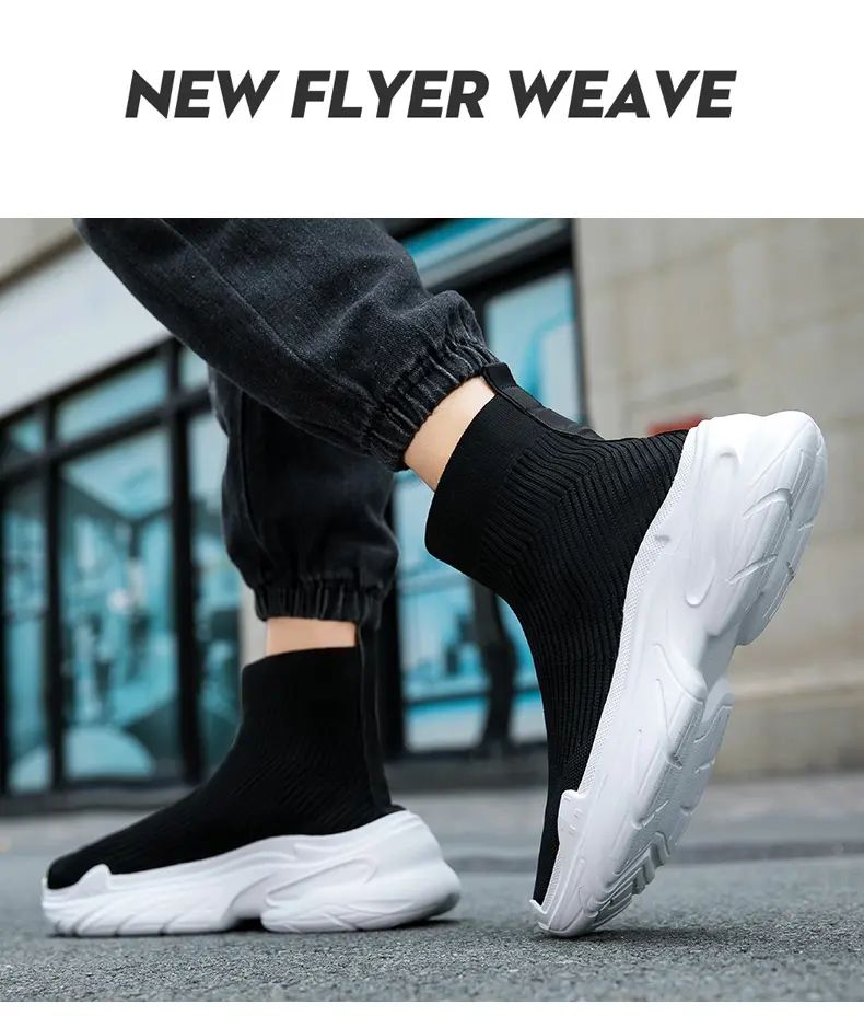Sneakers for Men Fashion High Top Sock Shoes Autumn New Breathable Casual Shoes