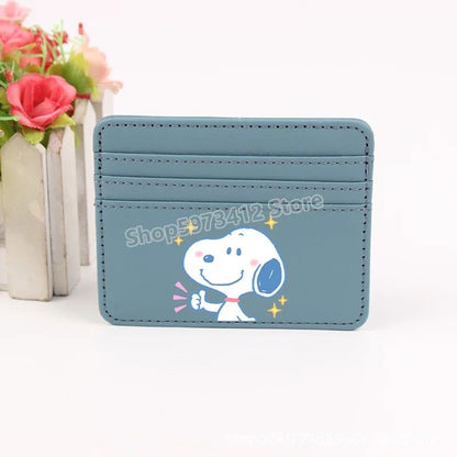 Snoopy Coin Purse Peanuts Anime Credit Card Holder Passport PU Wallet ID Cards Cover Case Bag Kids Men Woman Birthday Gift