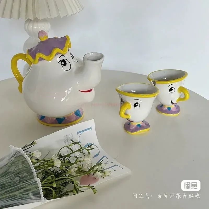 Bule da Disney Fofo Desenho Animado A Bela e a Fera Bules Caneca Sra. Potts Xícara Chip Bules Conjunto de Chá Dropshipping