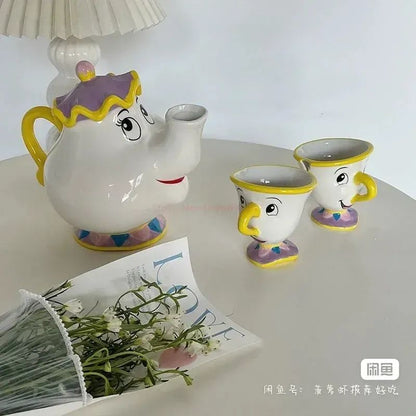 Bule da Disney Fofo Desenho Animado A Bela e a Fera Bules Caneca Sra. Potts Xícara Chip Bules Conjunto de Chá Dropshipping
