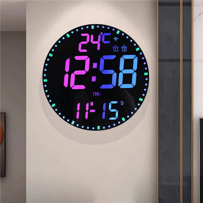 RGB LED Digital Wall Clocks Intelligent Wifi App Control Temperature Date Week Display Multi-functional Electronic Alarm Clock