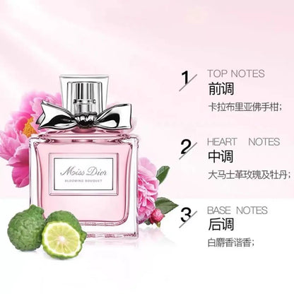 100ml Perfume Feminino de Longa Duração e Fragrância Leve, Marca Nova, Encontro Romântico, Encanto, Rosa Confiante, Spray Corporal