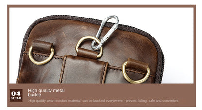New Men's Cow Leather Chest Bag Man Small Shoulder Casual Male Crossbody Waist Bag