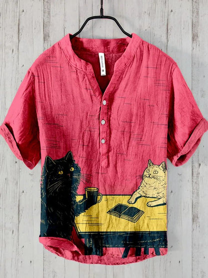 Spring and summer men's and women's shirts independent station casual fish pattern Hawaiian style printed shirts men's tops