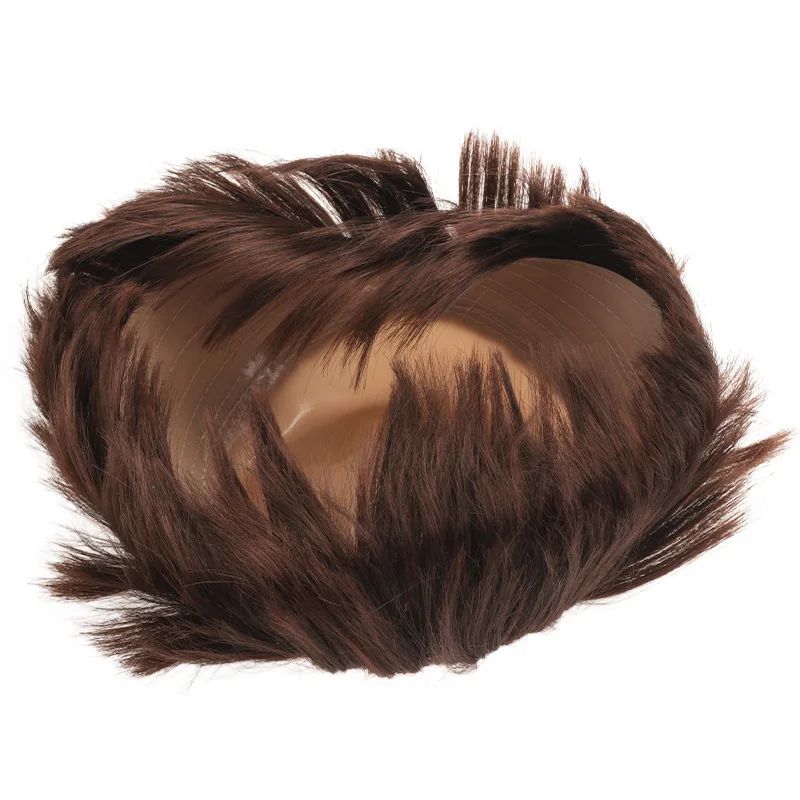 Peruca Sintética Careca Engraçada de Monge para Cosplay, Marrom Novedoso, Adequada para Festas Temáticas de Halloween e Natal, Peruca Careca de 6 Polegadas