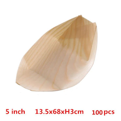 50 100pcs Natural bamboo Disposable Kayak sushi Wood Boat Salad Dessert Pine cake Boat Snack Bowl mat sushi plate tray onigiri