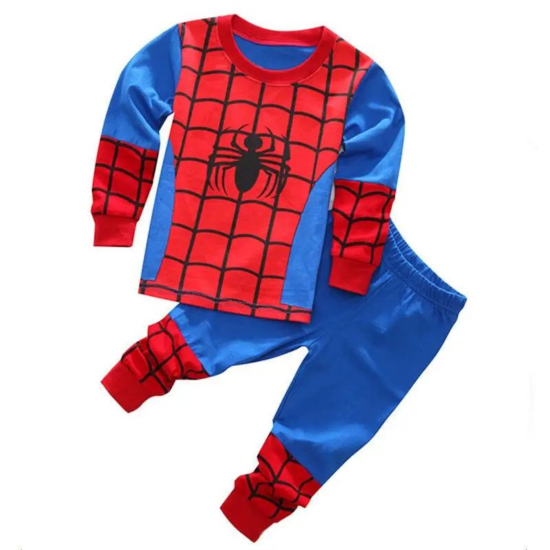 Conjunto de roupa térmica infantil Disney Homem-Aranha Batman Hulk Superman pijama camiseta blusa calça para bebê e criança outono