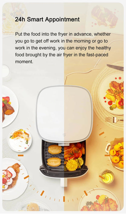 Fritadeira de Ar Inteligente XIAOMI MIJIA Pro 4L Forno Quente Visor Janela APP Temporizador Tela OLED Sem Óleo Fritadeira de Ar Quente 360°