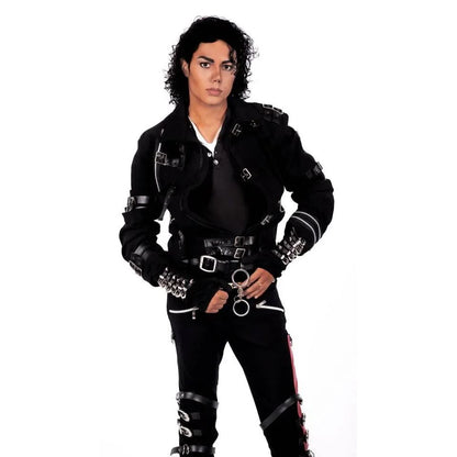 Michael Jackson cosplay Costume BAD Punk Jacket Black Slim BAD Jacket Costume Clothing for Man Adore Stars Impersonator