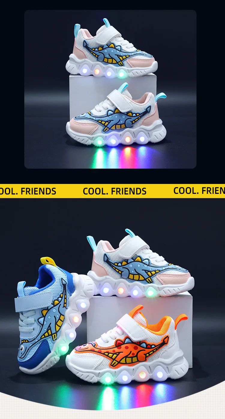 Tennis Shoe LED Children Trainer Cartoon Boy Casual Sneaker for Boy Kid Shoe for Girl Mesh Breathable Shoe Baby Illuminated Shoe