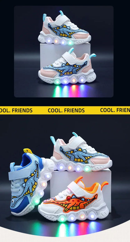 Tennis Shoe LED Children Trainer Cartoon Boy Casual Sneaker for Boy Kid Shoe for Girl Mesh Breathable Shoe Baby Illuminated Shoe