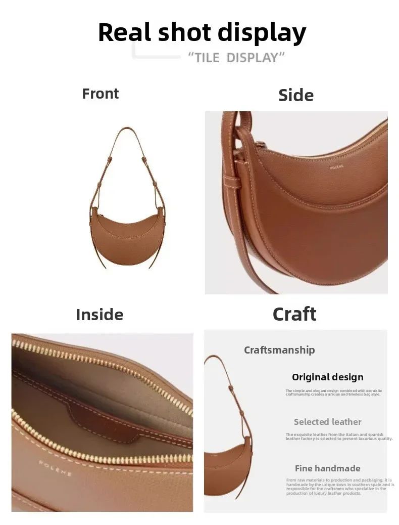 2025 New Style, High-Quality Textured Crescent Bag, Underarm Handbag, Single Shoulder Crossbody Bag