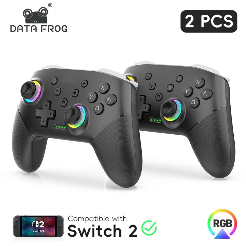 DATA FROG 2Pcs Wireless Pro Controller For Switch OLED/Switch Lite PC Gaming Gamepad Six Axis Gyro Dual Shock Turbo Function Gam