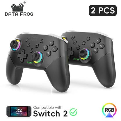 DATA FROG 2Pcs Wireless Pro Controller For Switch OLED/Switch Lite PC Gaming Gamepad Six Axis Gyro Dual Shock Turbo Function Gam