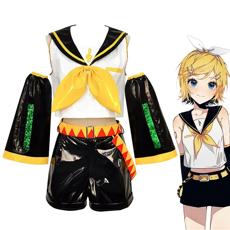 Just Saiyan2025  Kagaminee Rin/Len Cosplay with Ears Collab Series: Kagaminee Rin Len Cosplay Top Shorts Costumes Cosplay Outfit