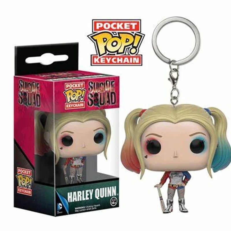 FUNKO POP Filmes Esquadrão Suicida O Coringa Arlequina Rei Tubarão Chaveiro Brinquedo Boneco de Ação Coleção de Brinquedos para Crianças com Caixa