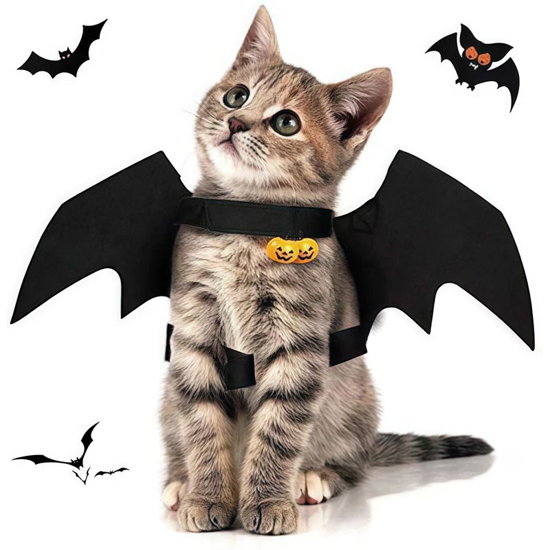 Roupa de Halloween para Cães e Gatos Fantasia Asa de Morcego Preta Colete Cosplay Festa Acessórios para Pets Cães Gatos Decoração