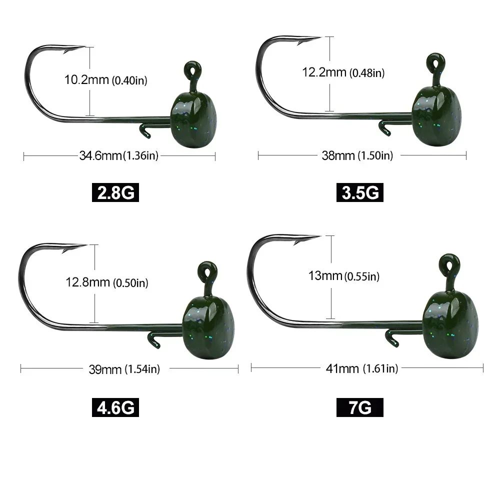 5pcs Anzóis de Pesca 2.8g 3.5g 4.6g 7g Ned Mushroom Head Jig Anzol Afiado com Barba para Iscas de Silicone Ferramentas de Pesca Jigging
