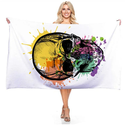 Psychedelic Skull Bath Towel - Vibrant Design, Soft Absorbent, Perfect for Summer Fun, Adds Artistic Vibes to Your Beach Days