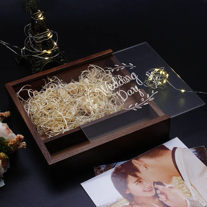 JASTER Álbum de Fotos de Nogueira com Bordo, USB de Madeira + Caixa, Pen Drive de 128 GB 64 GB, Disco U, Fotografia, Presente de Casamento, Logotipo Personalizado Gratuito