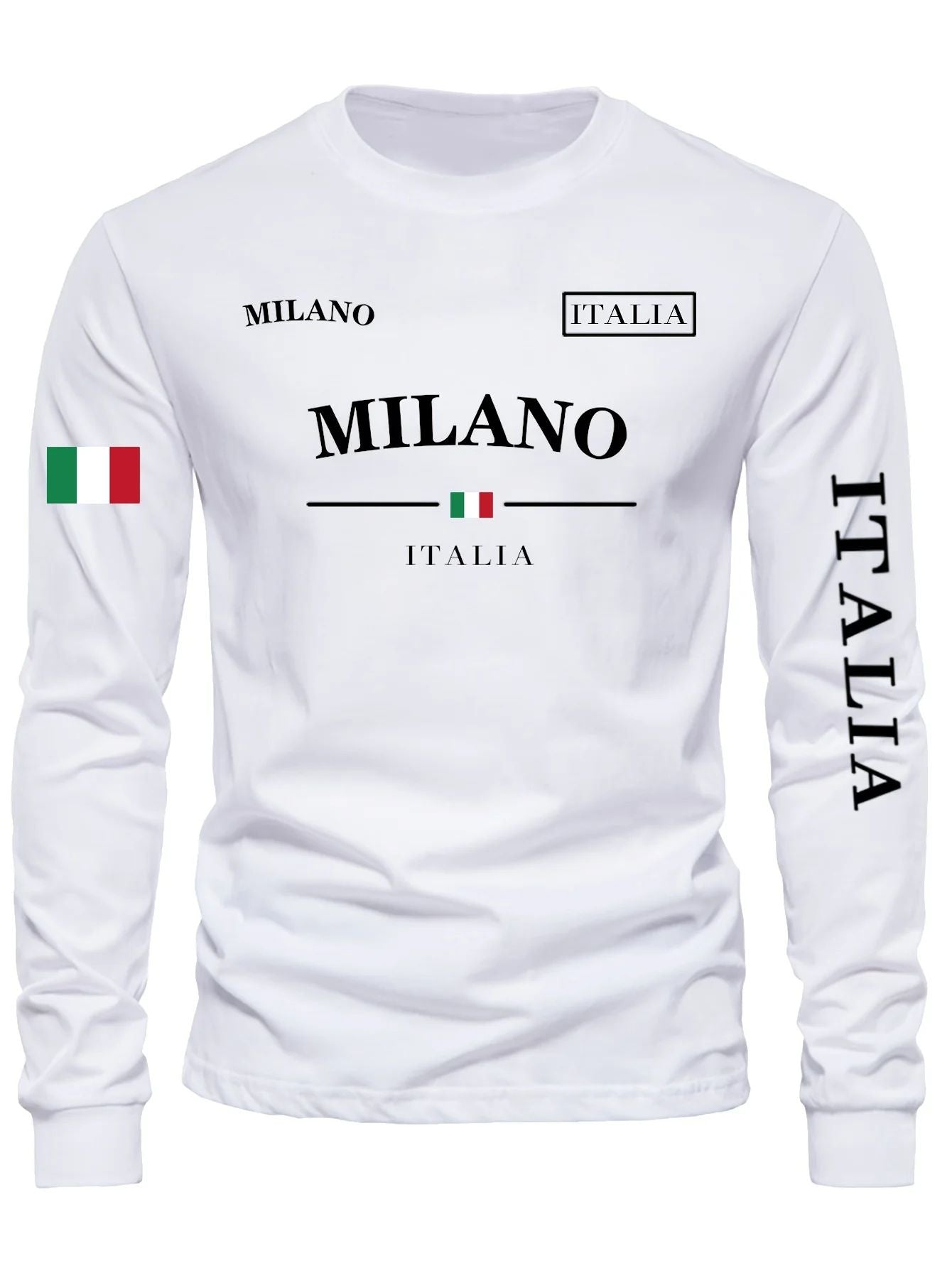 Camiseta Masculina Gola Redonda Esportes de Lazer ao Ar Livre Manga Longa Camisa de Outono Lavável na Máquina Versátil