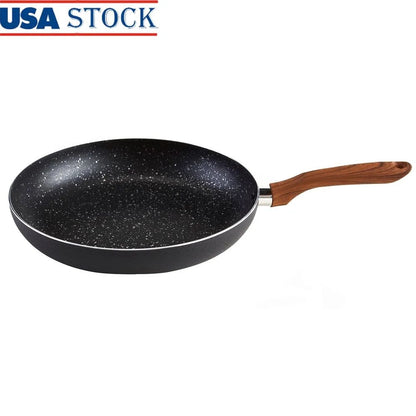 Frigideira Antiaderente Alumínio Pontilhado Utensílio de Cozinha Cabo Ergonômico com Aparência de Madeira Fácil de Limpar Essencial para Cozinhar Multiuso