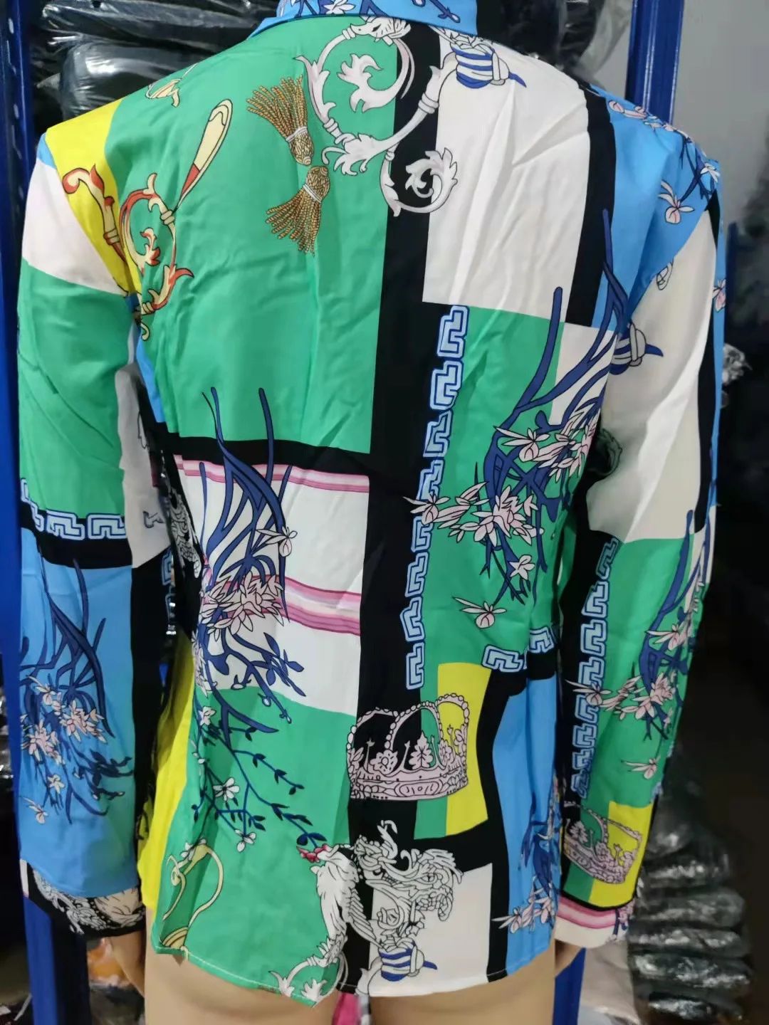 Summer New Women's Long-sleeved Shirt, Single-breasted Printed Shirts Fashion Casual Tops Camisa Female Chemise S-XXL