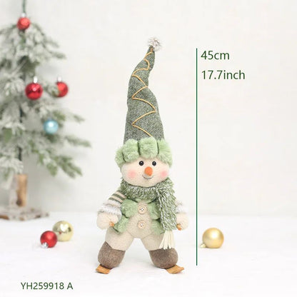 2026 New Green Forest Christmas Decorations Telescopic Elk Snowman Doll Skiing Plush  Navidad Home Decor New Year Gift