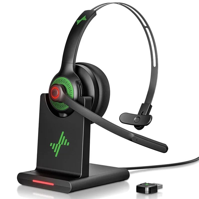 JIAMQISHI Bluetooth 5.2 Wireless Headset with Mic for Work Clear Call Mic Mute USB Dongle Applicable To PC,Laptop,Zoom,Office