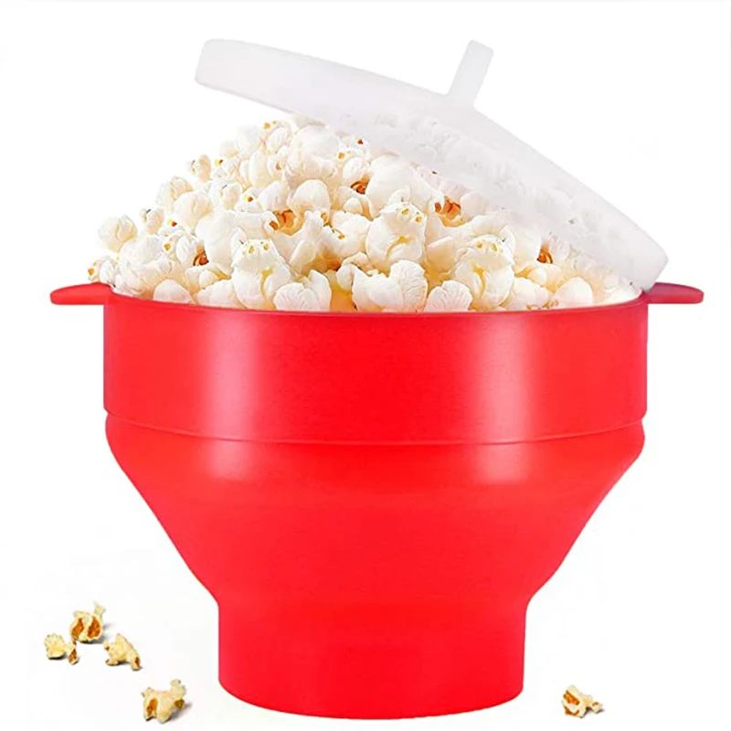 Microwave Silicone Popcorn Maker Food Grade Foldable High Quality Kitchen Easy Tools DIY Make Popcorn Bucket Bowl with Lid Bowls