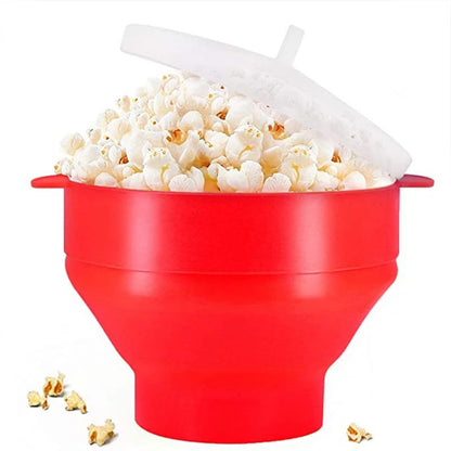 Microwave Silicone Popcorn Maker Food Grade Foldable High Quality Kitchen Easy Tools DIY Make Popcorn Bucket Bowl with Lid Bowls