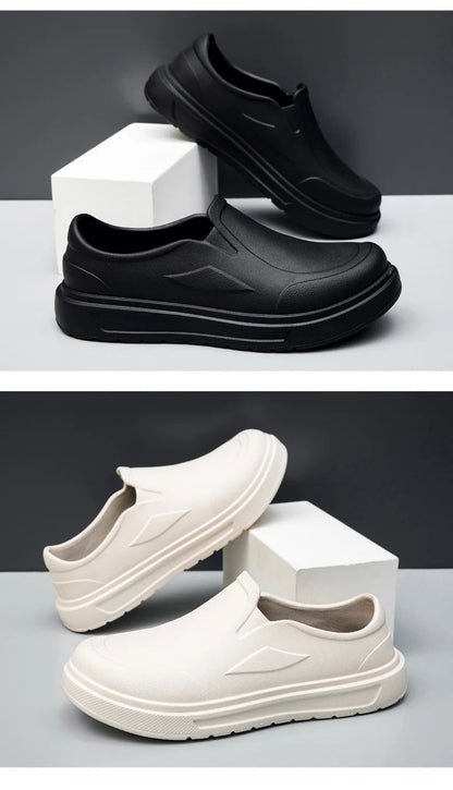 Men's Chef Shoes Anti Slip Oil Resistant Dirt Resistant Work Shoes Quick Drying Thick Soled Rain Shoes Large Size Breath Clogs
