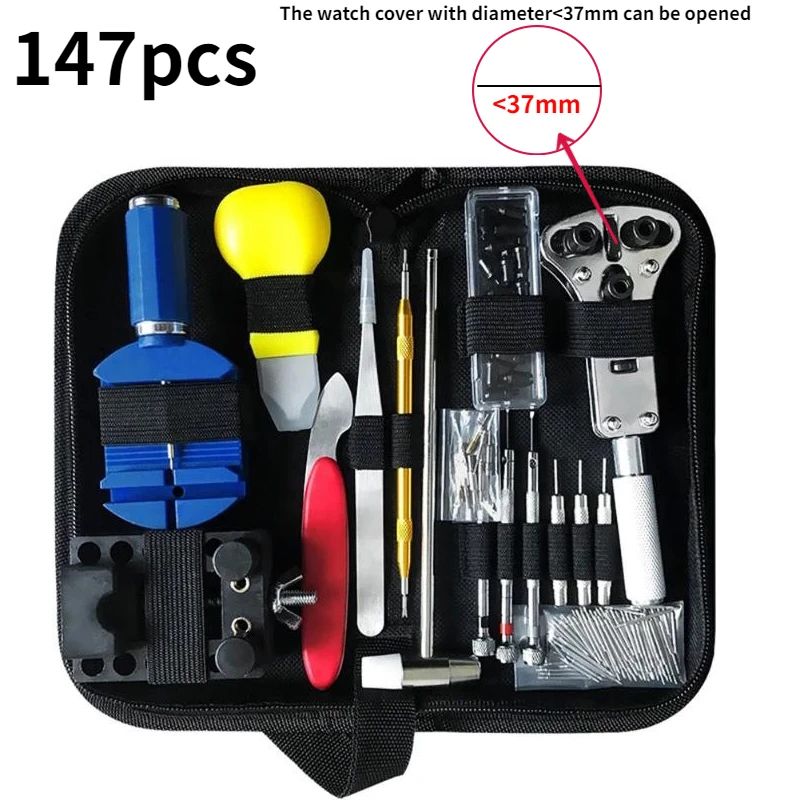 Kit de Ferramentas para Reparo de Relógios Removedor de Pinos de Pulseira Abridor de Caixa Removedor de Pinos de Mola Substituição de Bateria de Relógio Conjunto de Agulhas de Pulseira Acessórios