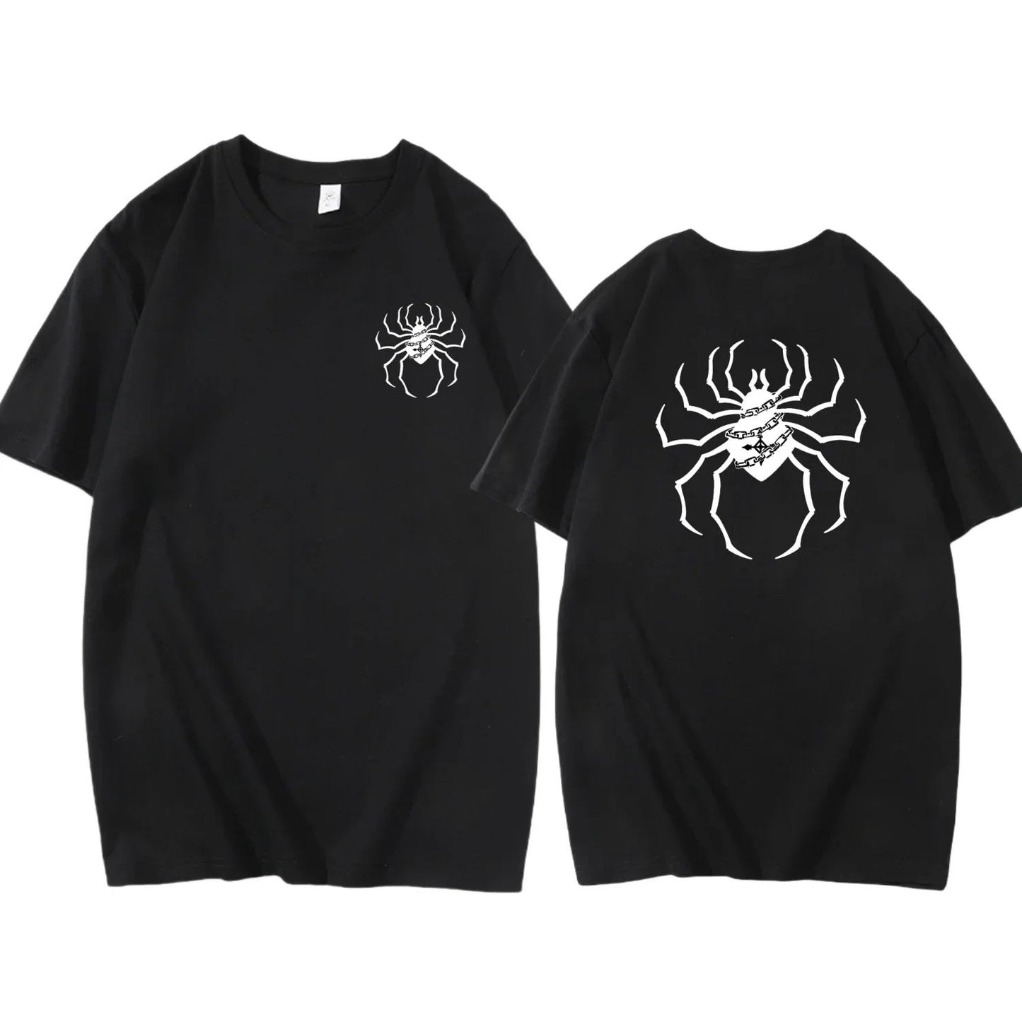 Pure Cotton Men's t shirt Y2k Spider Print T-shirt Casual Street Loose Women's T-shirt vintage graphic t shirts for men