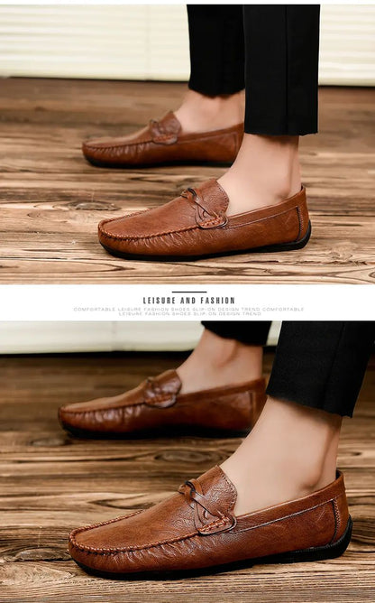 High Quality Leather Men Casual Shoes Comfortable Light Men Loafers Formal Men Dress Shoes Breathable Slip on Men Driving Shoes