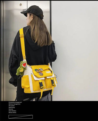 Harajuku Men Nylon Crossbody Bags for Women Messenger Bag Girls School Book Bags Youth Canvas Handbags Shoulder Bag Sac Bolsas