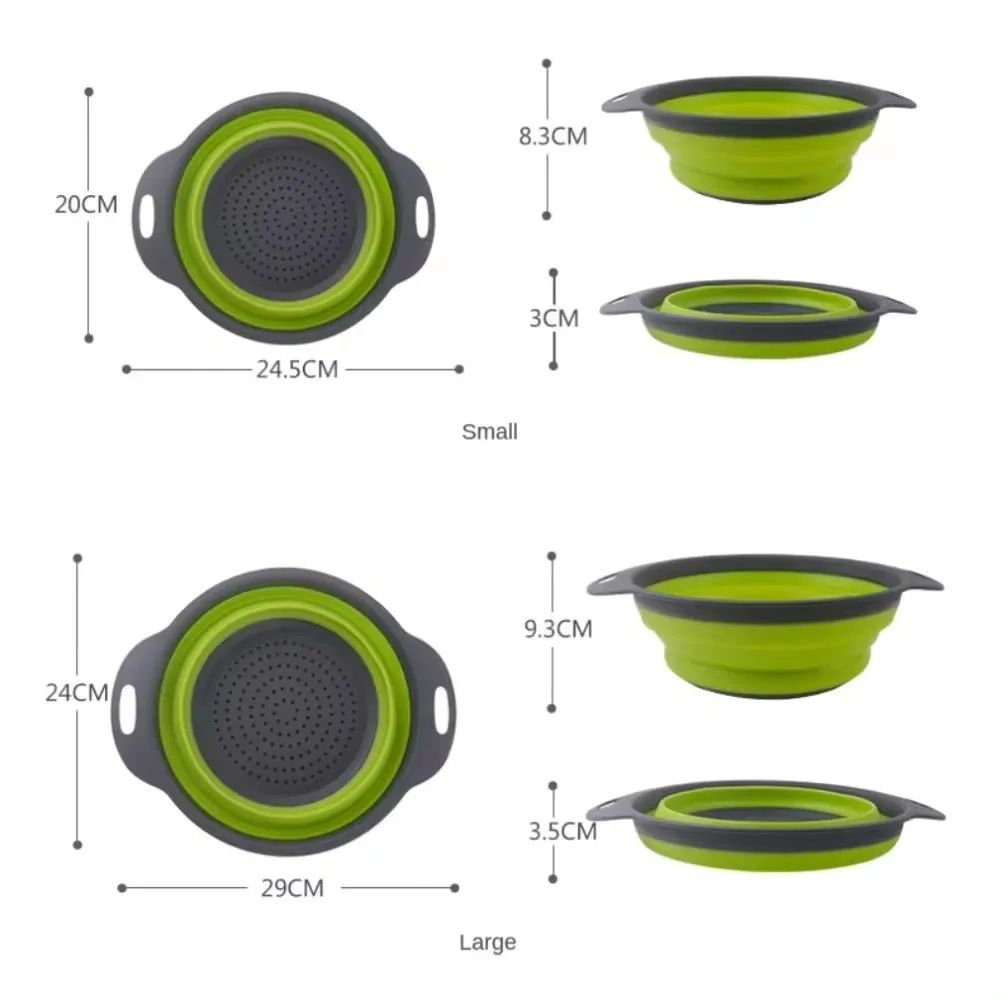 Cesto de Drenagem Dobrável de Silicone Cesto de Lavar Frutas e Vegetais Coador Dobrável Escorredor Dobrável Ferramenta de Armazenamento de Cozinha