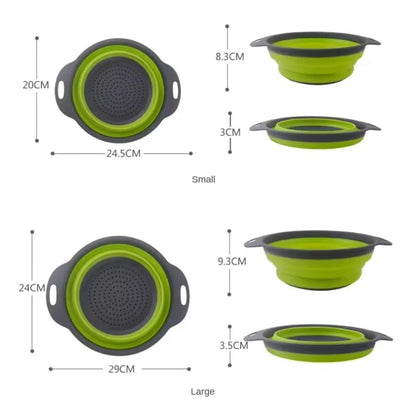 Cesto de Drenagem Dobrável de Silicone Cesto de Lavar Frutas e Vegetais Coador Dobrável Escorredor Dobrável Ferramenta de Armazenamento de Cozinha