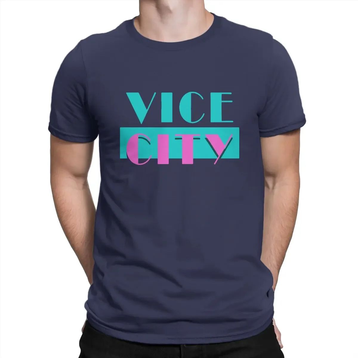 Theft Auto Creative TShirt for Men Vice City Round Neck Pure Cotton T Shirt 2024 Distinctive Birthday Gifts Streetwear GTA Grand