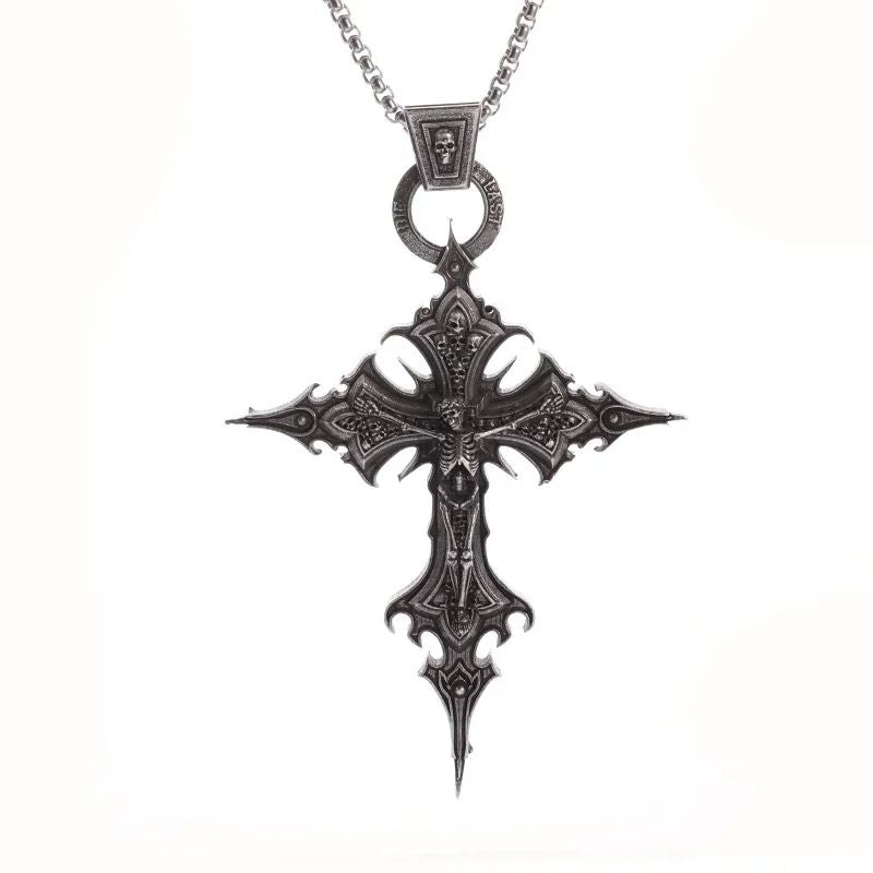 Colar Pingente Ceifador da Morte Gótico Misterioso Diabo Masculino Personalidade Punk Retro Halloween Joias da Moda