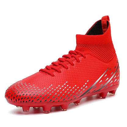 Red Male Football Boots Outdoor Training Football Field Cleats Man Lace-Up Anti-Slip Men’s Soccer Shoes Society botas de futbol
