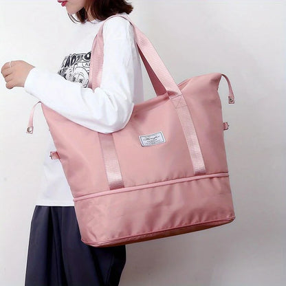 Large Capacity Women'S Duffle Bag, Nylon Gym & Travel Tote, Lightweight Luggage Handbag, Versatile Sports Bag, Casual Style