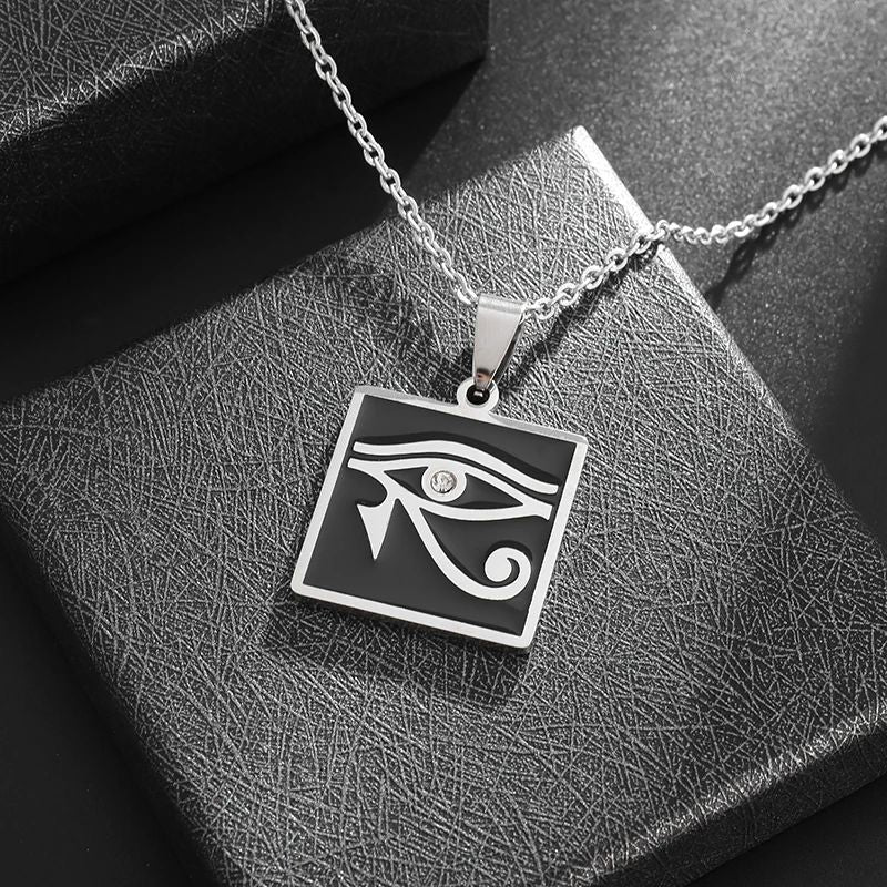 Eye of Horus, Eye of God Necklace, Rotatable Evil Eye Pendant, Men's Trendy Retro Weird Egyptian Amulet Jewelry