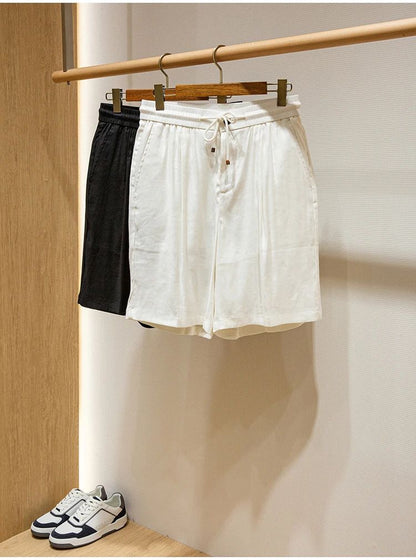 BC Summer Breathable Thin Linen Blended Loose Straight Elastic Waist Casual Shorts