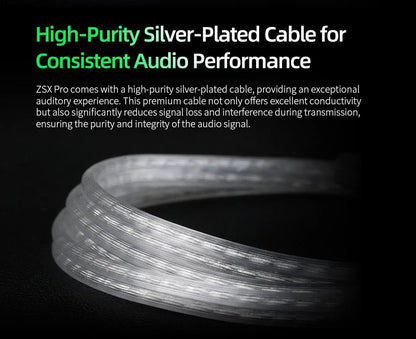 KZ ZSX Pro 5BA+1DD 12mm Drive Hybrid Drive Unit Earphones HIFI Music Earbuds Sport Game Headsets 2PIN Replaceable Cable ZSXPRO
