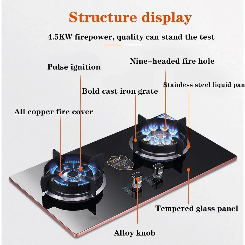 Home Electric Household Embedded Desktop Energy-Saving Induction Cooker Natural Gas Liquefied Gas Stove Double Stove Eye Tempere