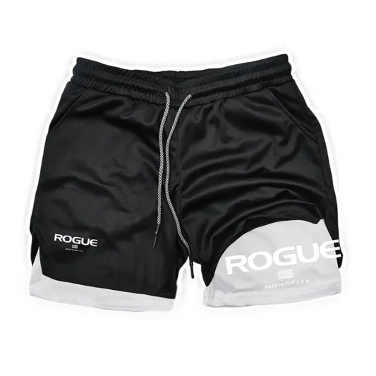 Rogue Gyms Fitness Shorts Men Summer Sportswear 2 in 1 Double-deck Compression Shorts Male Sports Tracksuits Track Joggers Short