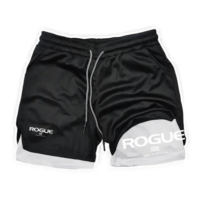 Rogue Gyms Fitness Shorts Men Summer Sportswear 2 in 1 Double-deck Compression Shorts Male Sports Tracksuits Track Joggers Short
